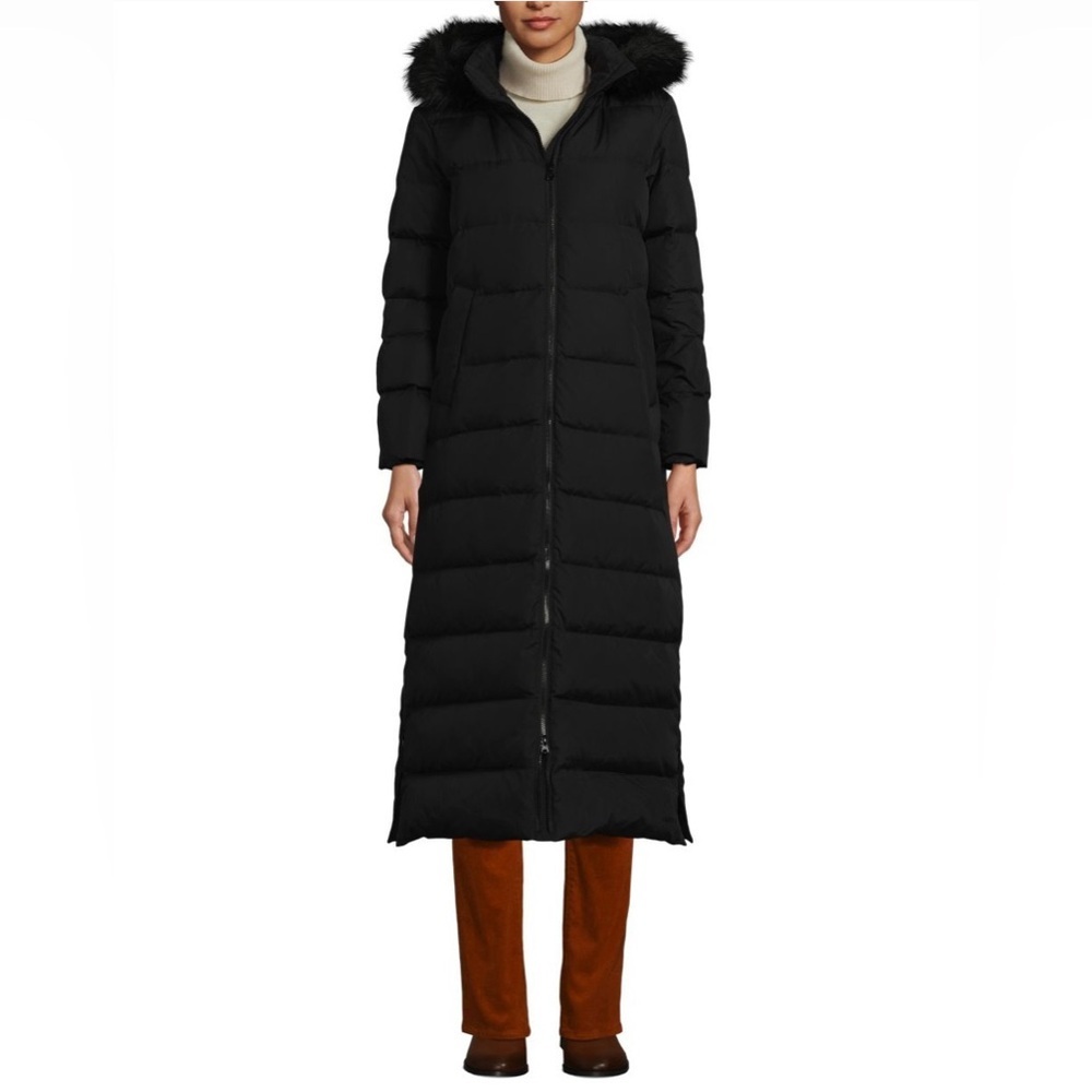 Lands' End Women's Black Hooded Puffer Coat